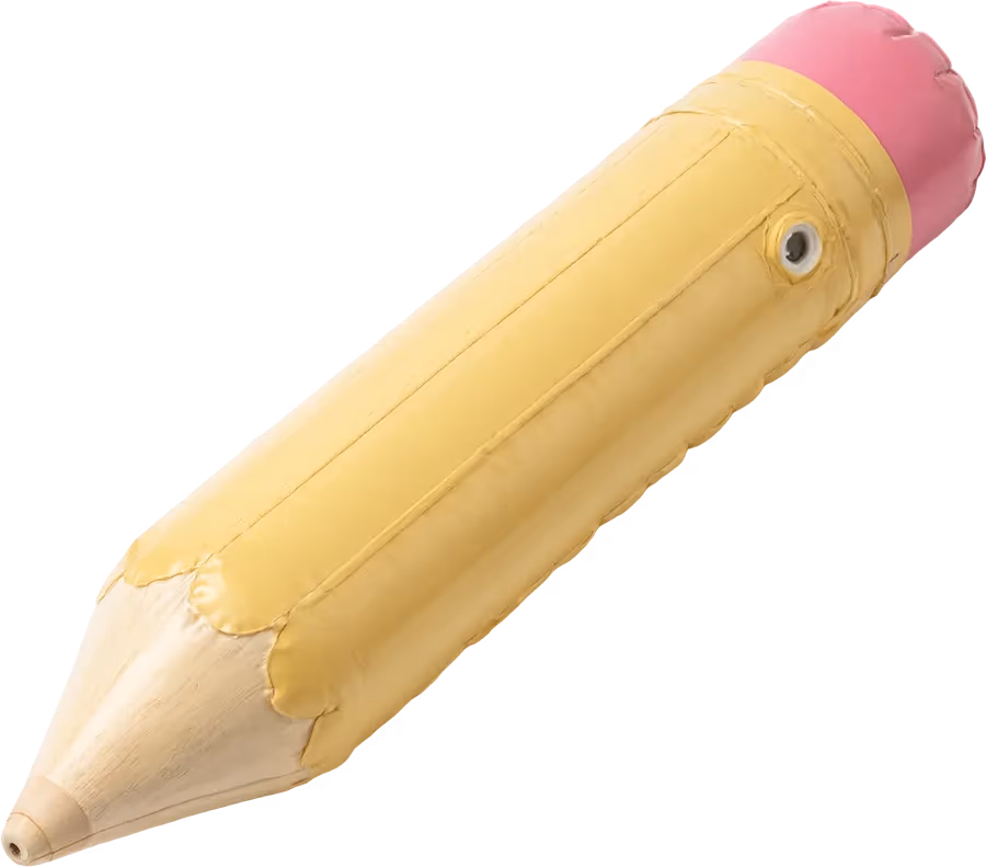 Inflatable yellow pencil, the Debound symbol for design